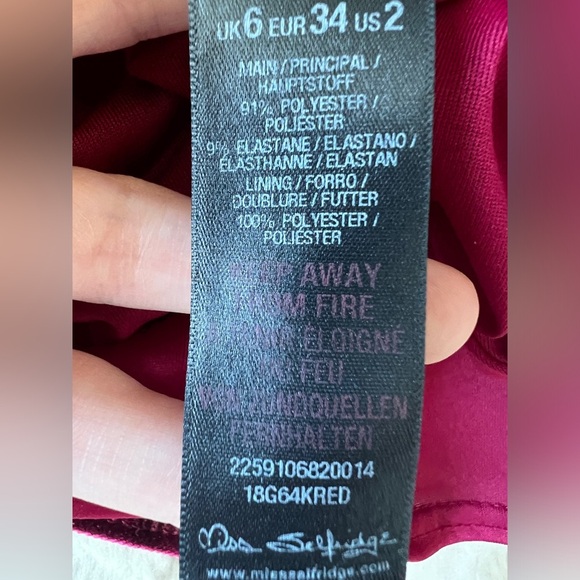 Miss Selfridge Red Velvet Midi Holiday Christmas Party Cocktail Dress 2 - Picture 7 of 8